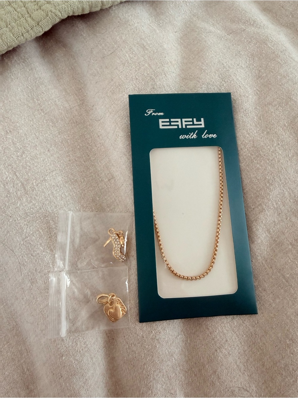 Gold-Tone Chain Necklace with Heart & High Heels charms